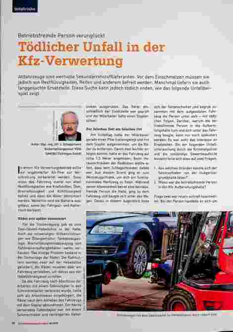 Vorschauseite 1: Tödlicher Unfall in der Kfz-Verwertung
