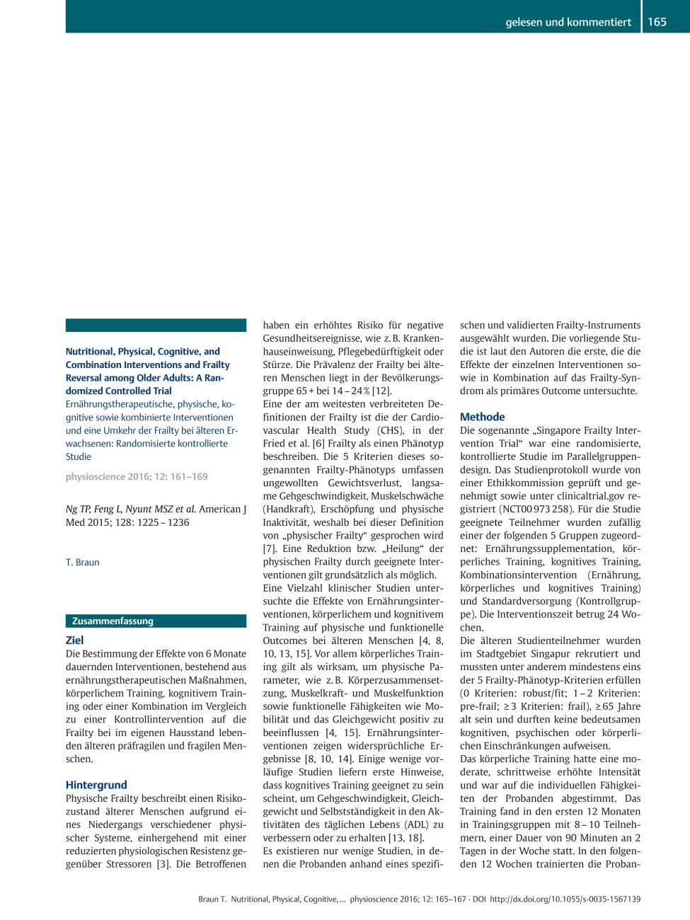 Vorschauseite 1: Nutritional, Physical, Cognitive, and Combination Interventions and Frailty Reversal among Older Adults: A Randomized Controlled Trial