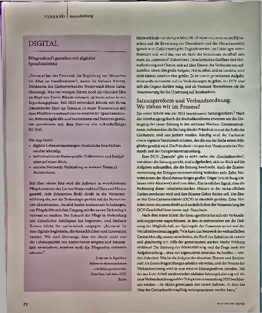 Vorschauseite 2: Caritas im Wandel: Satzungsreform und Standortkonzept