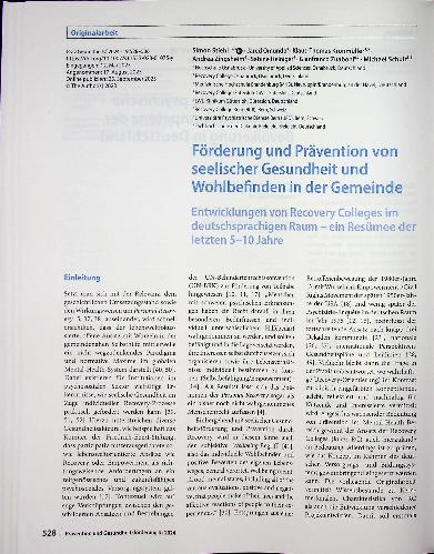 Vorschauseite 1: Förderung und Prävention von seelischer Gesundheit und Wohlbefinden in der Gemeinde