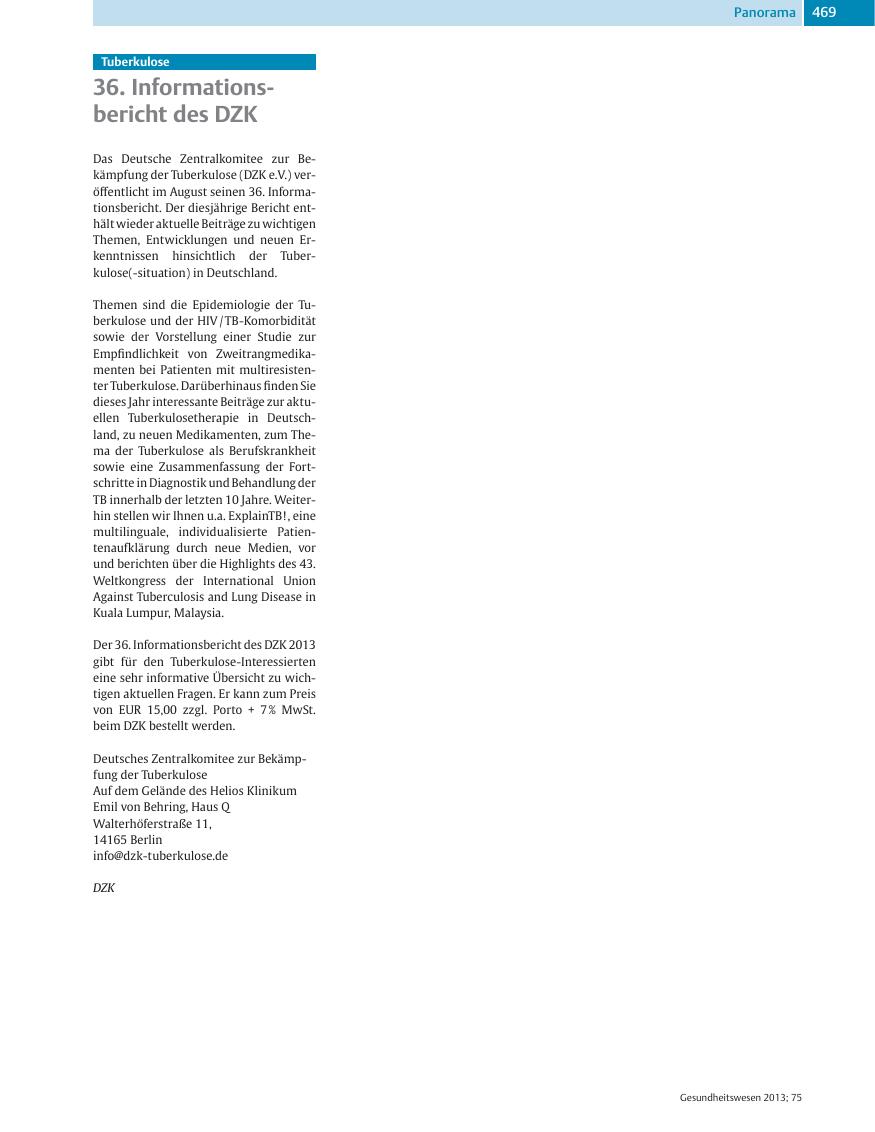 Vorschauseite 1: 36. Informationsbericht des DZK