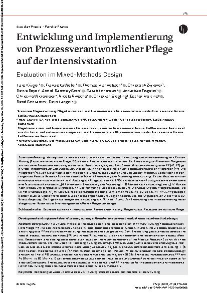 Vorschauseite 1: Entwicklung und Implementierung von Prozessverantwortlicher Pflege auf der Intensivstation