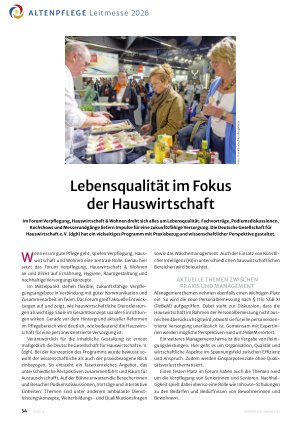 Vorschauseite 1: Lebensqualität im Fokus der Hauswirtschaft