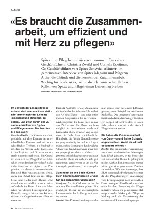 Vorschauseite 1: «Es braucht die Zusammenarbeit, um effizient und mit Herz zu pflegen»