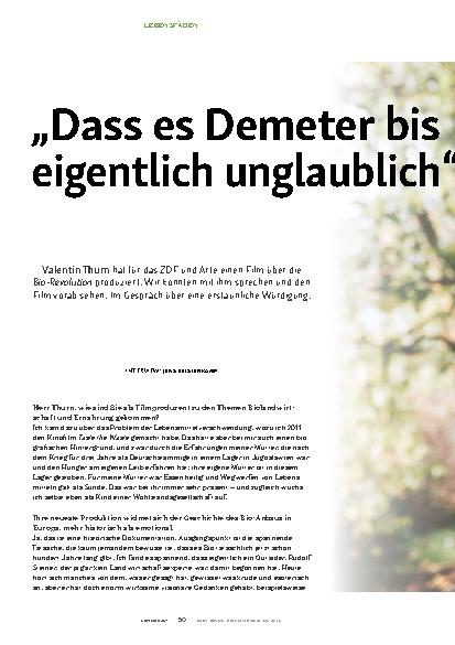 Vorschauseite 1: „Dass es Demeter bis heute gibt, ist eigentlich unglaublich.“
