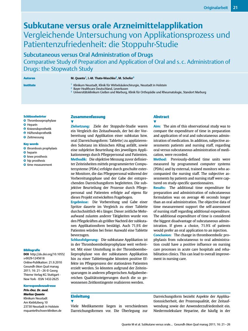 Vorschauseite 1: Subkutane versus orale Arzneimittelapplikation