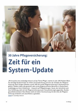 Vorschauseite 1: 30 Jahre Pflegeversicherung Zeit für ein System-Update