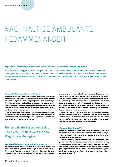 Vorschauseite 1: Nachhaltige ambulante Hebammenarbeit