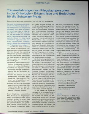 Vorschauseite 1: Trauererfahrungen von Pflegefachpersonen in der Onkologie - Erkenntnisse und Bedeutung für die Schweizer Praxis