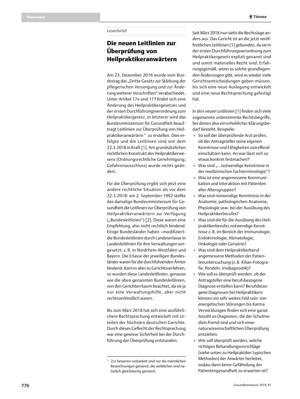 Vorschauseite 1: Die neuen Leitlinien zur Überprüfung von Heilpraktikeranwärtern