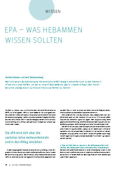 Vorschauseite 1: EPA - was Hebammen wissen sollten