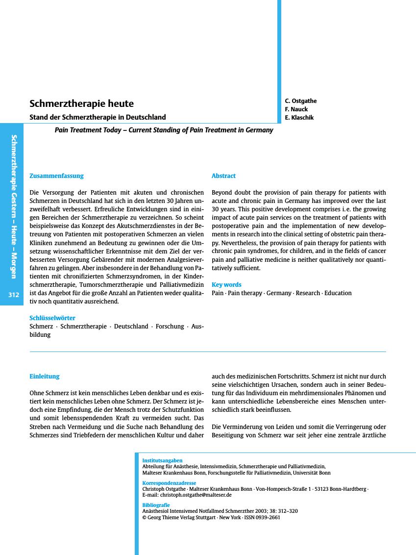 Vorschauseite 1: Schmerztherapie heute