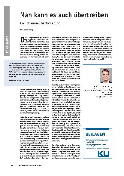 Vorschauseite 1: Man kann es auch übertreiben Compliance-Überforderung