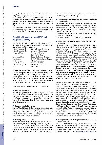Vorschauseite 2: Tätigkeitsbericht des Geschäftsführenden Vorstands der DGS