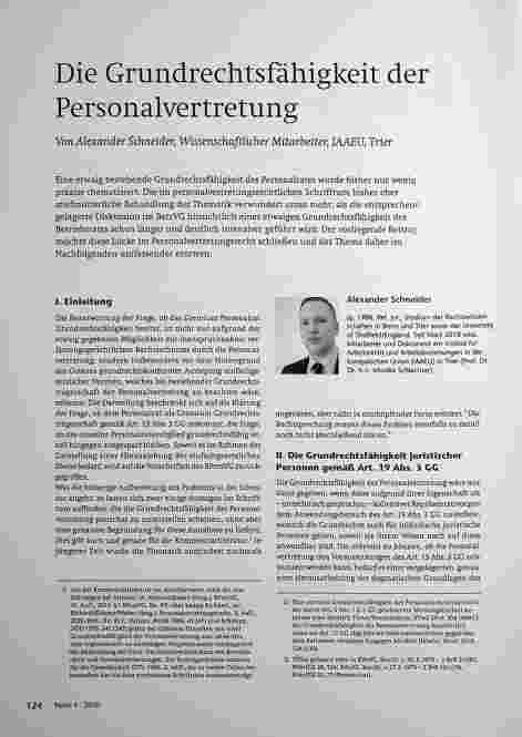 Vorschauseite 1: Die Grundrechtsfähigkeit der Personalvertretung