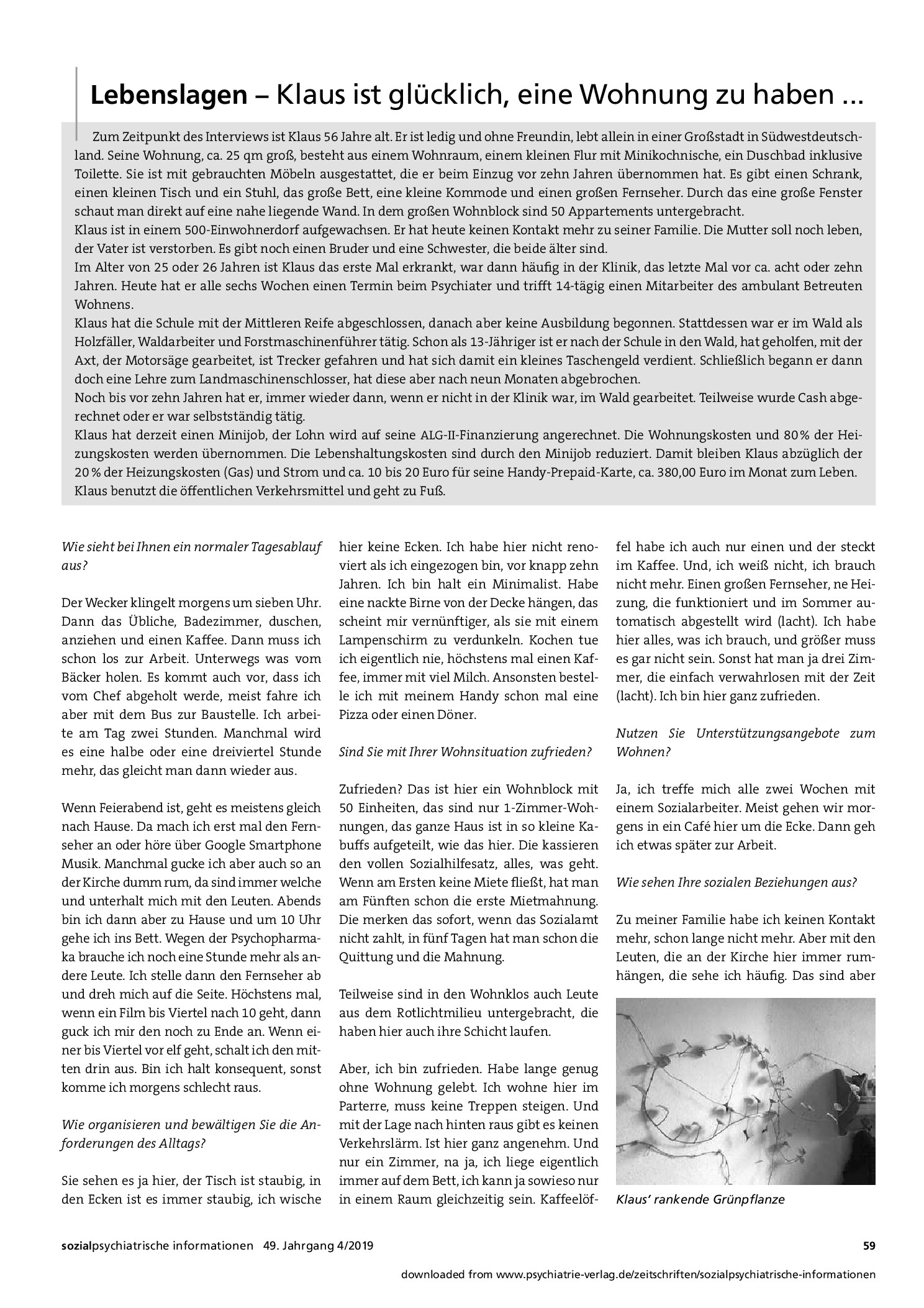 Vorschauseite 1: Lebenslagen – Klaus ist glücklich, eine Wohnung zu haben