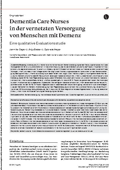 Vorschauseite 1: Dementia Care Nurses in der vernetzten Versorgung von Menschen mit Demenz