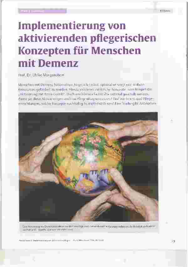 Vorschauseite 1: Implementierung von aktivierenden pflegerischen Konzepten für Menschen mit Demenz