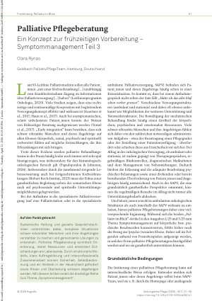 Vorschauseite 1: Palliative Pflegeberatung Ein Konzept zur frühzeitigen Vorbereitung – Symptommanagement Teil 3