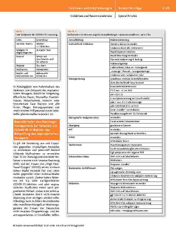 Vorschauseite 2: Besonderheiten des Atemwegsmanagements bei Patienten mit vermuteter oder gesicherter COVID-19-Erkrankung und bei Patienten ohne Infektion während der Corona-Pandemie