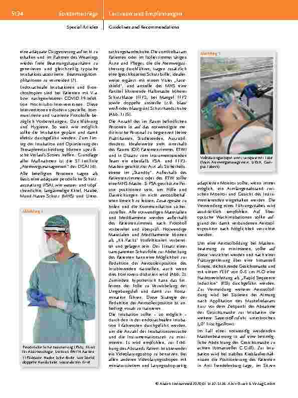 Vorschauseite 3: Besonderheiten des Atemwegsmanagements bei Patienten mit vermuteter oder gesicherter COVID-19-Erkrankung und bei Patienten ohne Infektion während der Corona-Pandemie