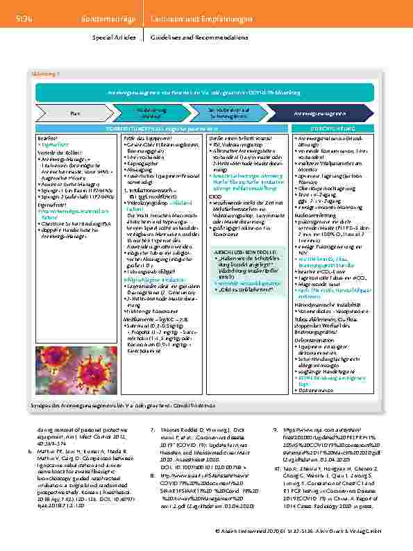 Vorschauseite 5: Besonderheiten des Atemwegsmanagements bei Patienten mit vermuteter oder gesicherter COVID-19-Erkrankung und bei Patienten ohne Infektion während der Corona-Pandemie