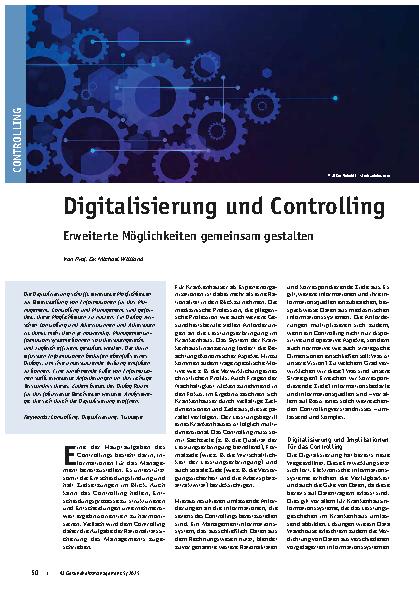 Vorschauseite 1: Digitalisierung und Controlling Erweiterte Möglichkeiten gemeinsam gestalten
