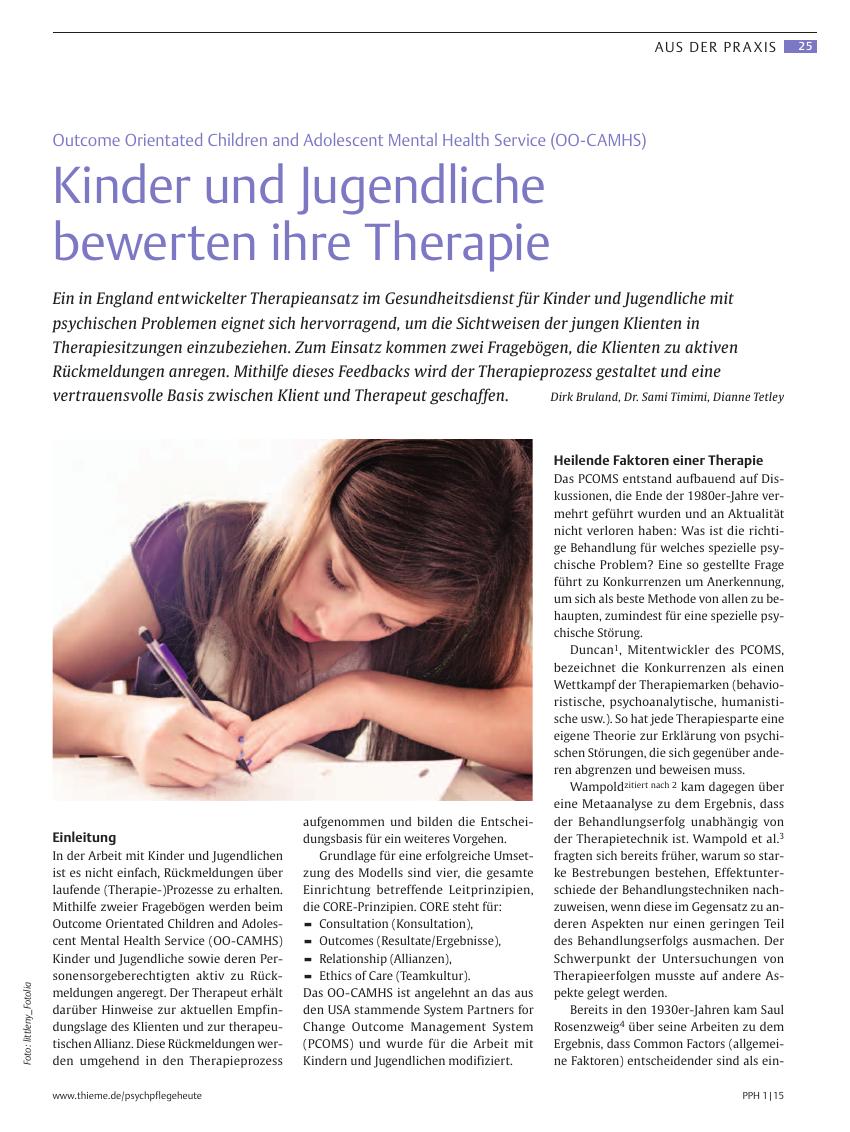 Vorschauseite 1: Kinder und Jugendliche bewerten ihre Therapie