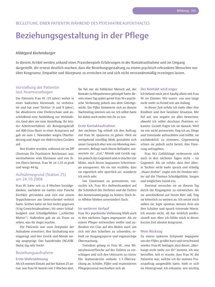 Vorschauseite 1: Beziehungsgestaltung in der Pflege