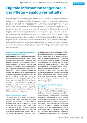 Vorschauseite 1: Digitale Informationsangebote in der Pflege – analog vermittelt?