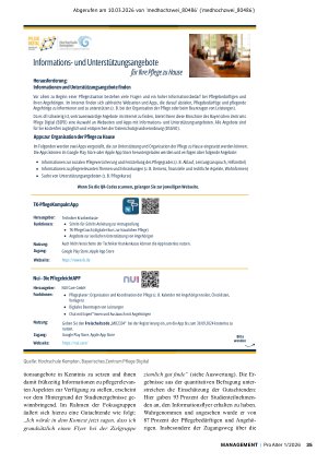 Vorschauseite 3: Digitale Informationsangebote in der Pflege – analog vermittelt?