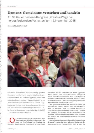 Vorschauseite 1: Demenz: Gemeinsam verstehen und handeln 11. St. Galler Demenz-Kongress „Kreative Wege bei herausforderndem Verhalten“ am 12. November 2025
