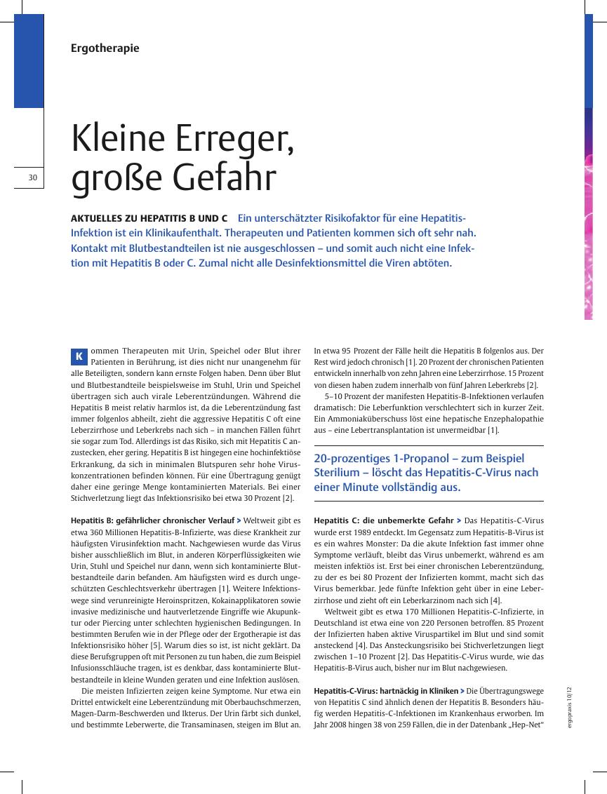 Vorschauseite 1: Aktuelles zu Hepatitis B und C ? Kleine Erreger, große Gefahr