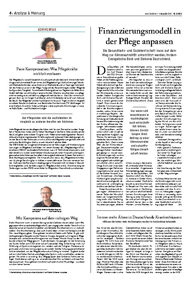 Vorschauseite 1: Finanzierungsmodell in der Pflege anpassen