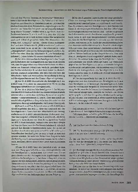 Vorschauseite 2: Ausschluss aus dem Personalrat wegen Verletzung der Verschwiegenheitspflicht.