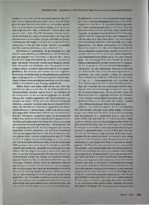 Vorschauseite 4: Ausschluss aus dem Personalrat wegen Verletzung der Verschwiegenheitspflicht.