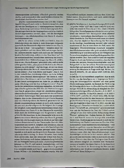 Vorschauseite 5: Ausschluss aus dem Personalrat wegen Verletzung der Verschwiegenheitspflicht.