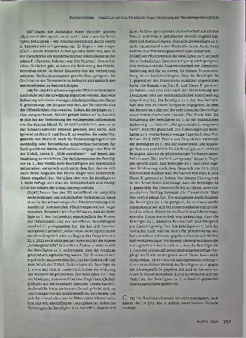 Vorschauseite 6: Ausschluss aus dem Personalrat wegen Verletzung der Verschwiegenheitspflicht.