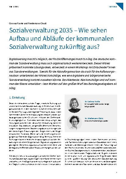 Vorschauseite 1: Sozialverwaltung 2035 – Wie sehen Aufbau und Abläufe der kommunalen Sozialverwaltung zukünftig aus?