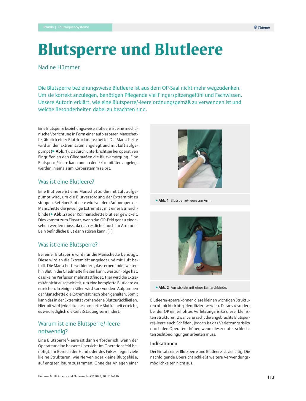 Vorschauseite 1: Blutsperre und Blutleere