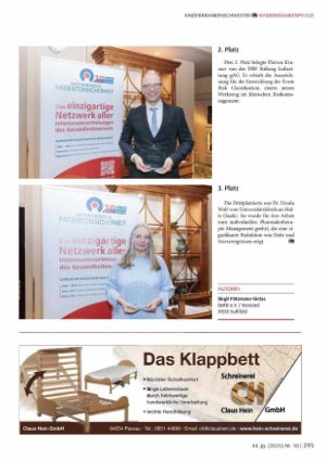 Vorschauseite 2: Projekt zur Optimierung der CPAP-Entwöhnung auf der Neugeborenen-lntensivstation mit dem 1. Platz des Deutschen Preises für Patienten sicherheit ausgezeichnet