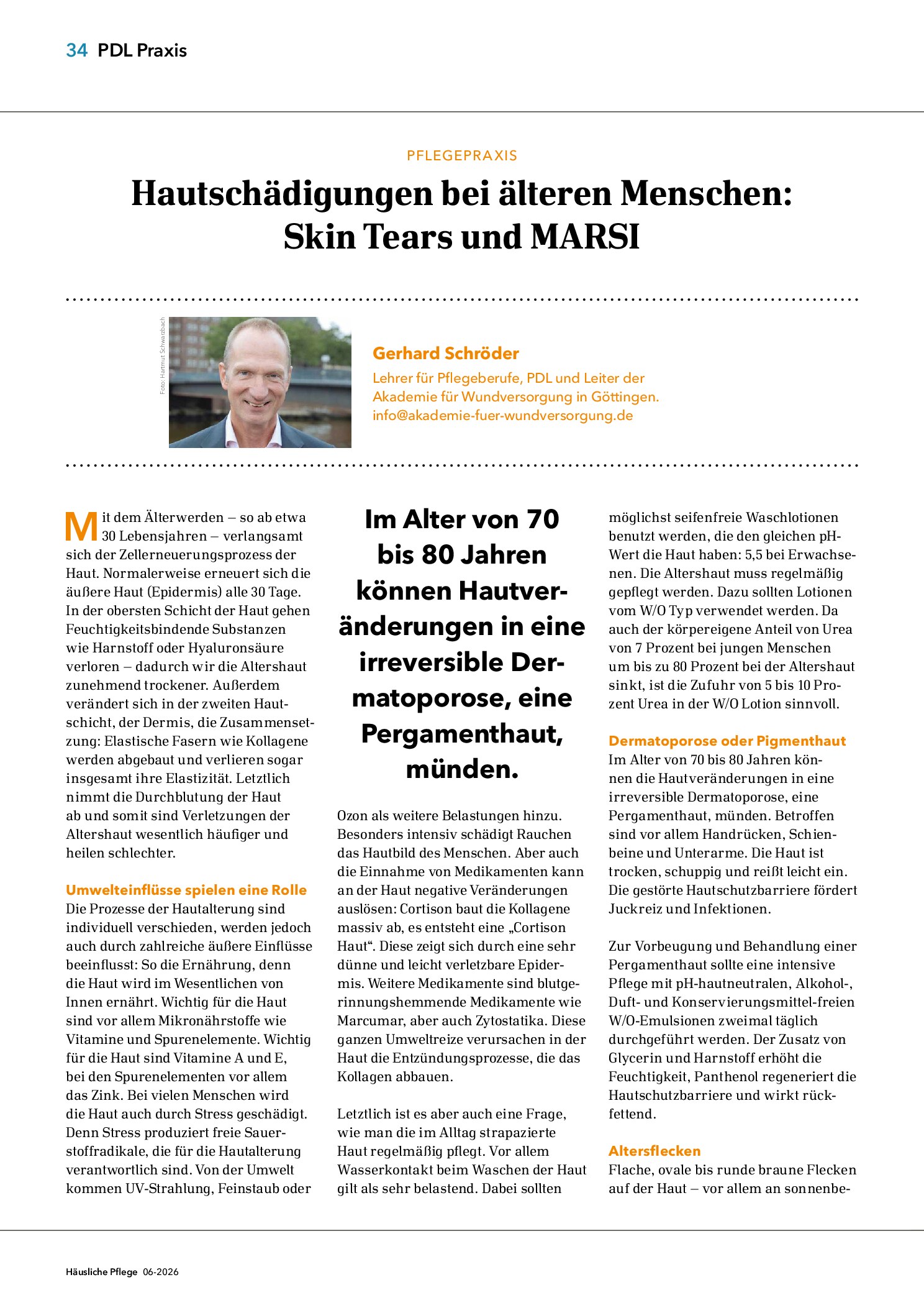 Vorschauseite 1: Hautschädigungen bei älteren Menschen: Skin Tears und MARSI