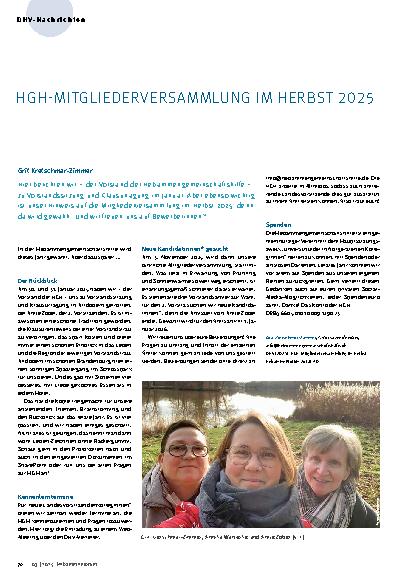 Vorschauseite 1: HGH-Mitgliederversammlung im Herbst 2025