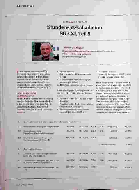 Vorschauseite 1: Stundensatzkalkulation SGB XI, Teil 5