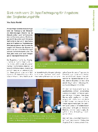 Vorschauseite 1: Blick nach vorn: 21. bpa-Fachtagung für Angebote der Eingliederungshilfe