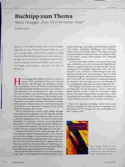 Vorschauseite 1: Buchtipp zum Thema Heinz Rüegger: „Vom Sinn im hohen Alter“