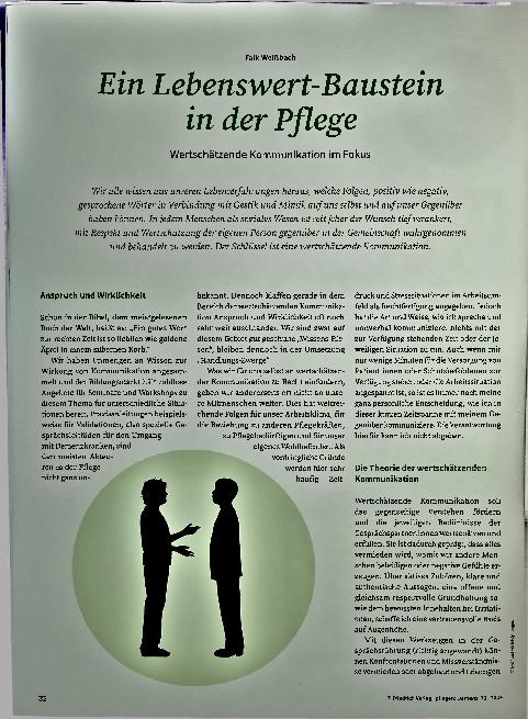 Vorschauseite 1: Ein Lebenswert-Baustein in der Pflege: Wertschätzende Kommunikation im Fokus.