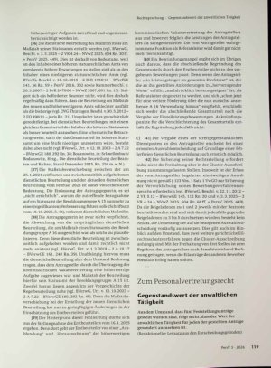 Vorschauseite 1: Zum Personalvertretungsrecht Gegenstandswert der anwaltlichen Tätigkeit