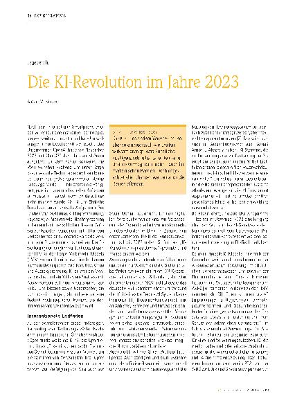 Vorschauseite 1: Die KI-Revolution im Jahr 2023
