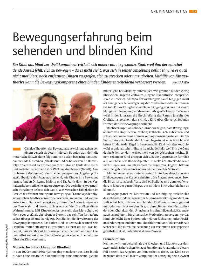 Vorschauseite 1: Bewegungserfahrung beim sehenden und blinden Kind